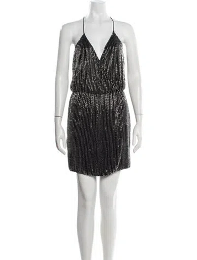 Pre-owned Parker Black Patterned Mini Dress In Black