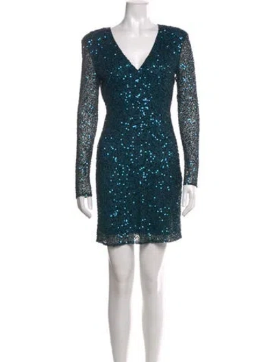 Pre-owned Parker Black Patterned Mini Dress In Blue