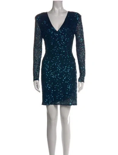 Pre-owned Parker Black Patterned Mini Dress In Blue