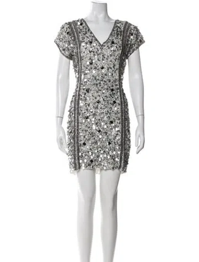 Pre-owned Parker Black Patterned Mini Dress In Neutral