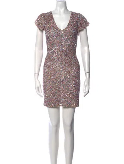 Pre-owned Parker Black Patterned Mini Dress In Neutrals