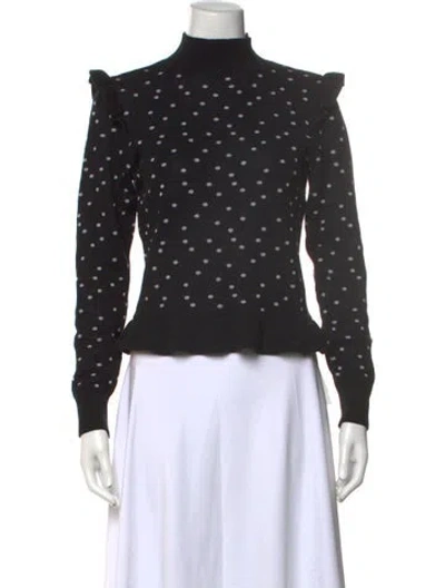 Pre-owned Parker Black Polka Dot Print Turtleneck Sweater In Black