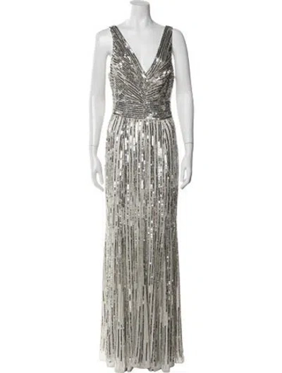 Pre-owned Parker Black Printed Long Dress In Black
