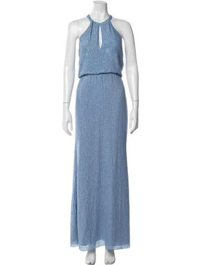 Pre-owned Parker Black Printed Long Dress In Blue