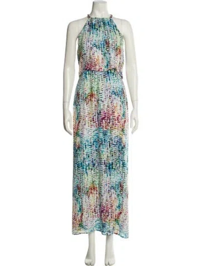 Pre-owned Parker Black Printed Long Dress In Multi