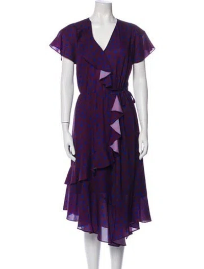 Pre-owned Parker Black Printed Long Dress In Purple