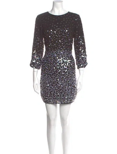 Pre-owned Parker Black Printed Mini Dress In Black