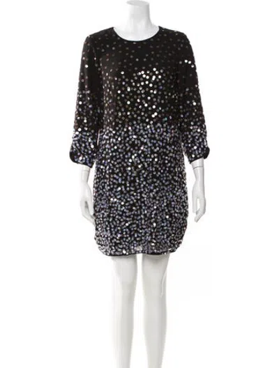 Pre-owned Parker Black Printed Mini Dress In Black