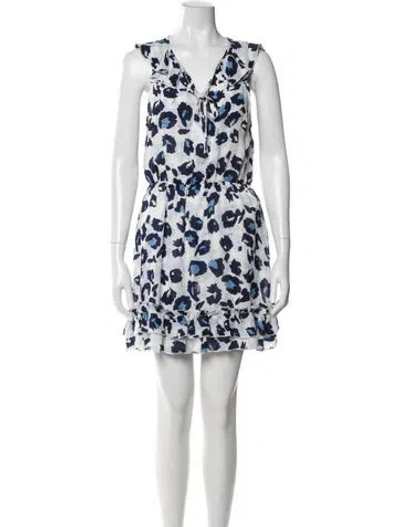 Pre-owned Parker Black Printed Mini Dress In Blue