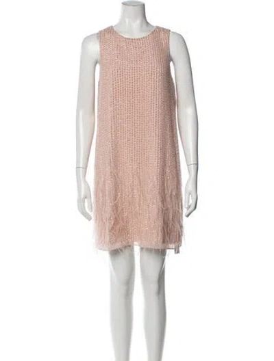 Pre-owned Parker Black Printed Mini Dress In Pink