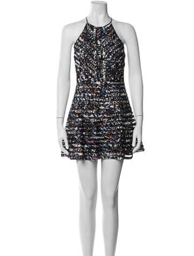 Pre-owned Parker Black Printed Mini Dress In White