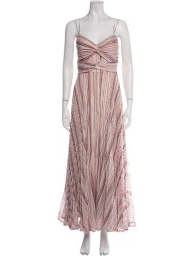 Pre-owned Parker Black Satin Long Dress In Metallic/pink