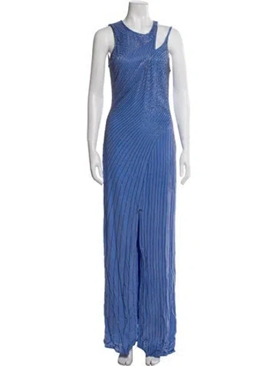 Pre-owned Parker Black Scoop Neck Long Dress In Blue