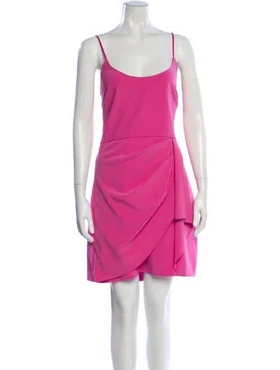 Pre-owned Parker Black Scoop Neck Mini Dress In Pink