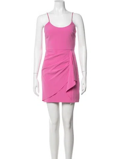 Pre-owned Parker Black Scoop Neck Mini Dress In Pink