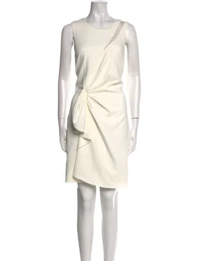 Pre-owned Parker Black Scoop Neck Mini Dress In White