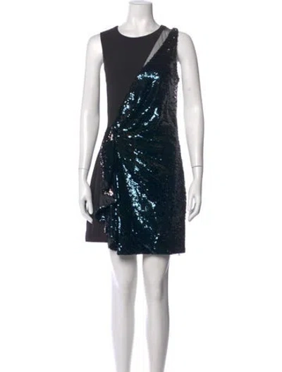 Pre-owned Parker Black Sequin Mini Dress In Black