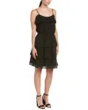 Parker Black Shimmer Polka Dot Tiered Dress In Black