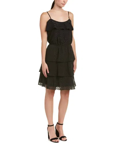Parker Black Shimmer Polka Dot Tiered Dress