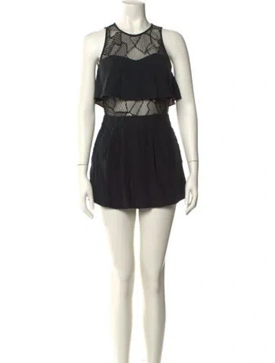 Pre-owned Parker Black Silk Crew Neck Romper In Black