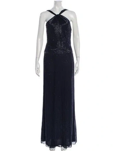 Pre-owned Parker Black Silk Long Dress In Blue