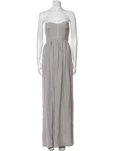Pre-owned Parker Black Silk Long Dress In Gray