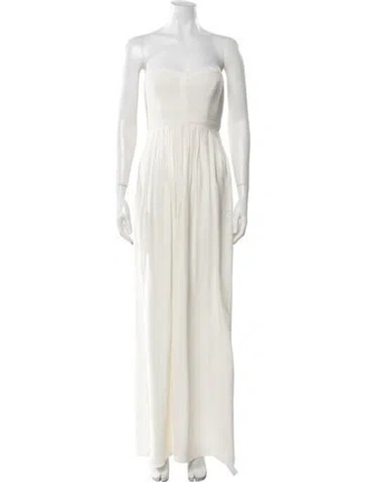 Pre-owned Parker Black Silk Long Dress In White