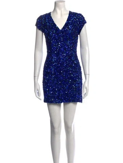 Pre-owned Parker Black Silk Mini Dress In Blue