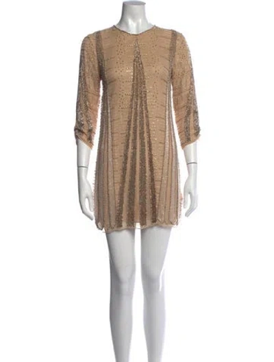 Pre-owned Parker Black Silk Mini Dress In Neutral