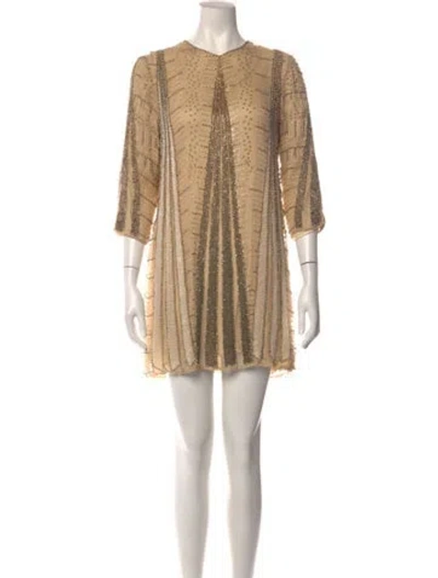 Pre-owned Parker Black Silk Mini Dress In Neutrals