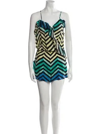 Pre-owned Parker Black Silk Striped Romper In Multi