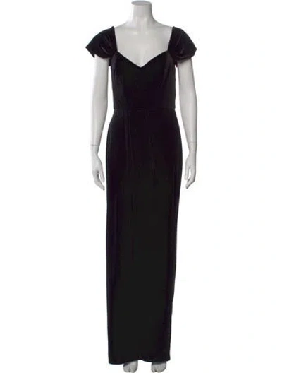 Pre-owned Parker Black Square Neckline Long Dress In Black