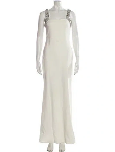 Pre-owned Parker Black Square Neckline Long Dress In Neutral