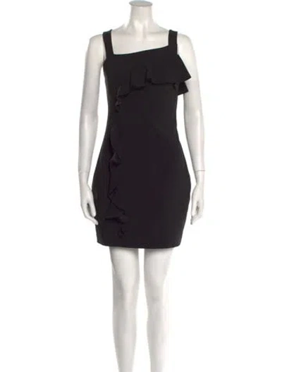 Pre-owned Parker Black Square Neckline Mini Dress In Black