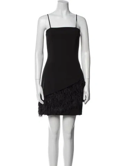 Pre-owned Parker Black Square Neckline Mini Dress In Black