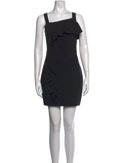 Pre-owned Parker Black Square Neckline Mini Dress In Black
