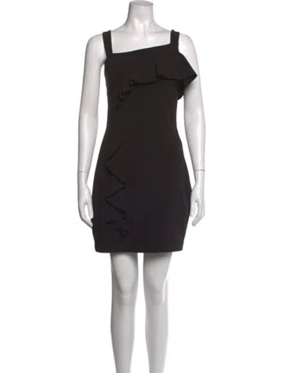 Pre-owned Parker Black Square Neckline Mini Dress In Black