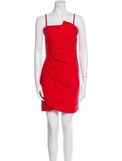 Pre-owned Parker Black Square Neckline Mini Dress In Red