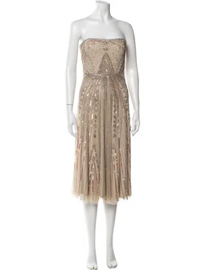 Pre-owned Parker Black Strapless Mini Dress In Neutral
