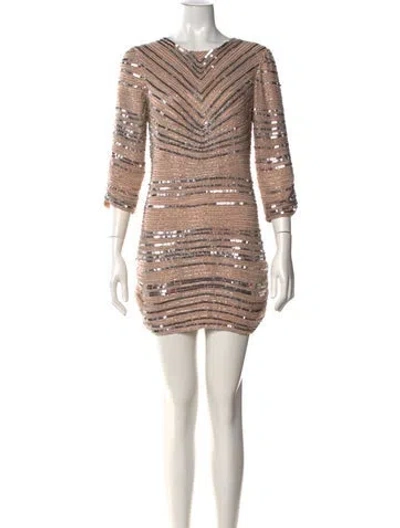 Pre-owned Parker Black Striped Mini Dress In Neutral