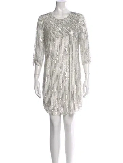 Pre-owned Parker Black Striped Mini Dress In Silver