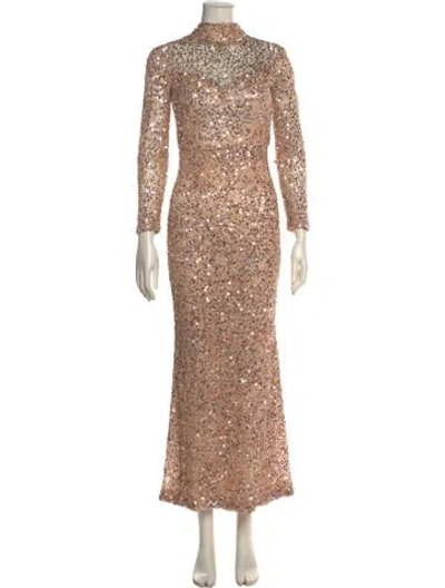 Pre-owned Parker Black Turtleneck Long Dress In Neutral