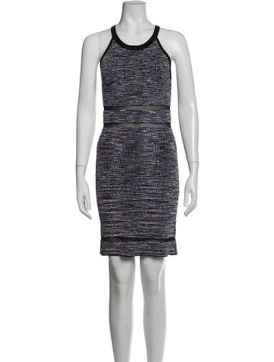 Pre-owned Parker Black Tweed Pattern Mini Dress In Purple