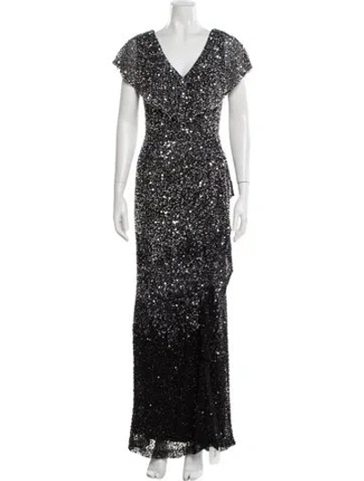 Pre-owned Parker Black V-neck Long Dress W/ Tags In Black