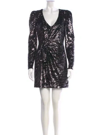 Pre-owned Parker Black V-neck Mini Dress In Black