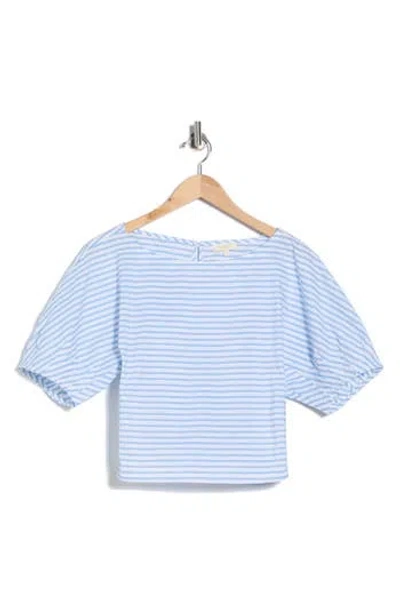 Parker Boat Neck Barrel Sleeve Top In Blue