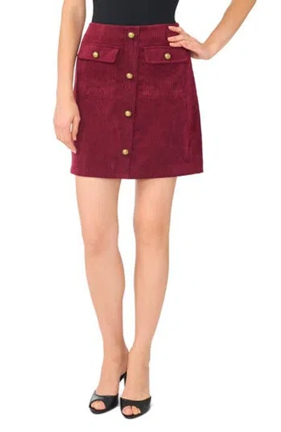 Parker Button Front Corduroy Skirt In Burgundy