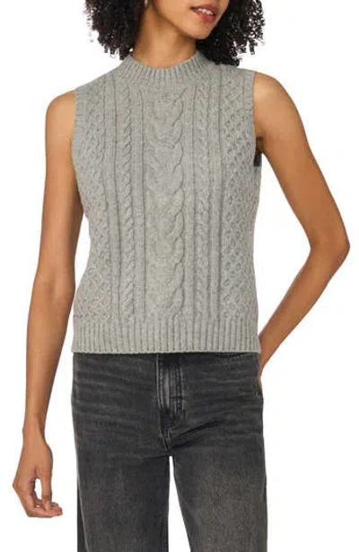 Parker Cable Mock Neck Sweater Vest In Light Heather Grey