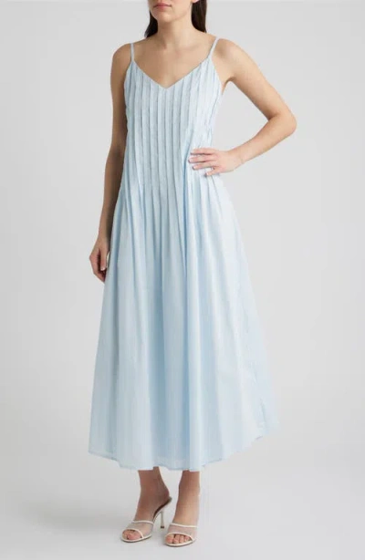 Parker Cami Pintuck Cotton Midi Dress In Blue