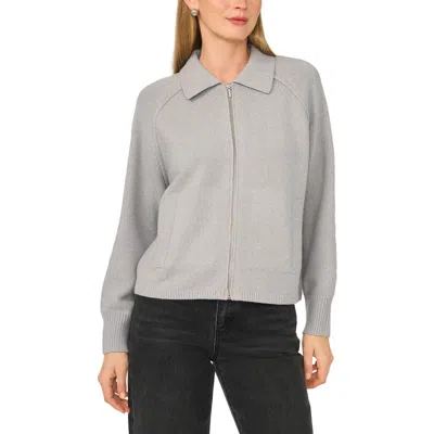 Parker Collared Zip Sweater In Light Heather Grey